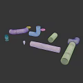 Various Metal Pipe Fittings Including Elbows Straight Tubes Tees And Bolts