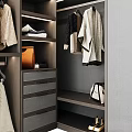 Modern Wardrobe Interior Design With Hanging Clothes Folded Items And Shoe Storage