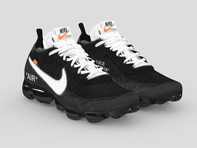 Nike Air Black Running Shoes With White Swoosh Logo Mesh Upper And Air Cushion Sole 3d model