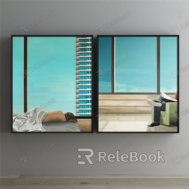 Modern landscape painting simple blue living room model