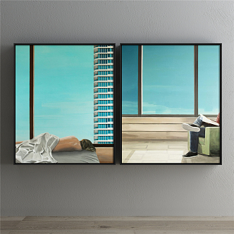 Modern landscape painting simple blue living room 3d model