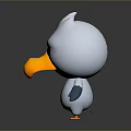 Cute White Cartoon Bird Character With Yellow Beak Blue Wings And Orange Feet