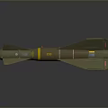 Olive Green Missile With Yellow Stripes And Fins 3D Model Design