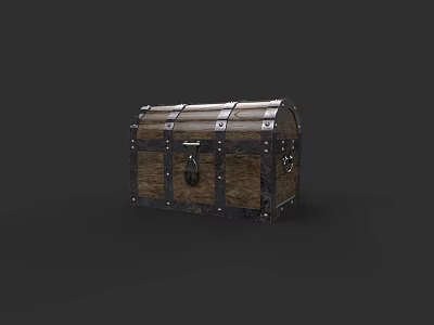 Vintage Wooden Storage Chest With Metal Straps And Antique Lock Design 3d model