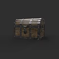 Vintage Wooden Storage Chest With Metal Straps And Antique Lock Design