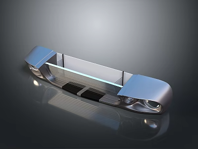 Reflective Silver Mountain Landscape With Smooth Surface And Dark Gradient Sky Reflection 3d model