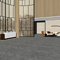 Modern Front Desk Reception Lobby Area With Wooden Panels Large Windows And Office Chairs