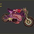 YAMAHA Custom Motorcycle With Red And Black Body Exposed Engine And Thick Tires