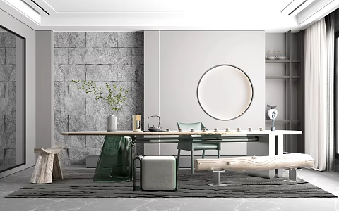 New Chinese Tea Room Tea Table 3d model