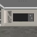 Modern TV Wall Interior Design With Marble Accent And Wooden Shelves
