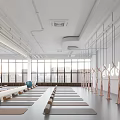 Yoga Studio With Mats Ballet Barres In Bright Space