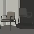 Modern Leisure Chairs With Light Brown Dark Gray Upholstery And Black Armrests In Minimalist Interior