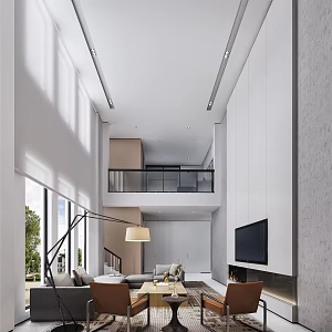 modern duplex living room villa living room space 3d model