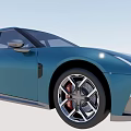 Blue Electric Car Modern Design With Sleek Body Unique Wheels And LED Headlights