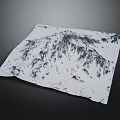 Snow Mountain Terrain Pattern Printed On Square Fabric With Realistic Topographic Details