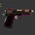 Futuristic Tech Inspired Handgun With Black Grip And Blue LED Accents