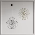 Two Modern Radiating Wire Frame Pendant Lights Decorative Hanging Ceiling Fixtures 3d model