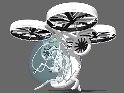 Smart Machine Drone Design With Multiple Rotors And Transparent Cabin Structure 3d model