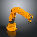 Yellow Industrial Robotic Arm Equipment With Worn Surface And Stable Base Structure 3d model