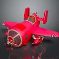Red Cartoon Style Passenger Plane Model Featuring Transparent Cockpit And Short Wings