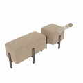 Upholstered Ottoman with Wooden Legs in Beige Light Gray and Brown Color Options