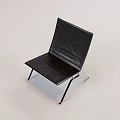 Modern Black Leather Leisure Chair With Sturdy Metal Legs And Minimalist Design