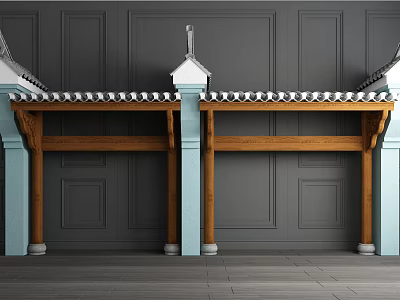 Chinese Eaves Huizhou Architecture Horse Head Wall Door Head Combination 3d model