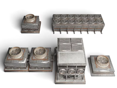Public Facilities Metal Ventilation Equipment With Multiple Industrial Units And Vents 3d model