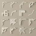 White Ornate Carved Decorative Corners And Trim For Furniture With Intricate Patterns And Classic Style