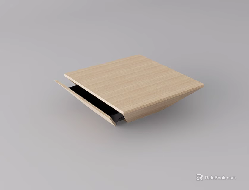 Modern Square Wooden Coffee Table With Open Drawer For Home Decor 3d model 
