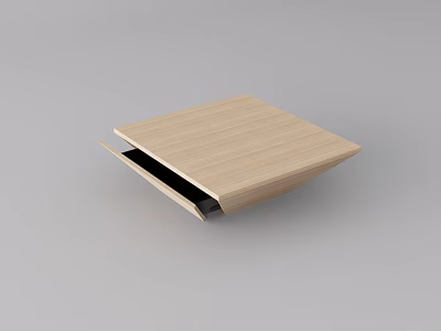 Modern Square Wooden Coffee Table With Open Drawer For Home Decor 3d model