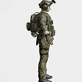 Game and Movie Character in Camouflage Military Uniform With Tactical Vest Knee Pads and Gear