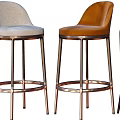 Various Stylish Bar Stools With Upholstered Seats And Metal Wooden Legs