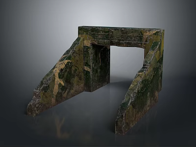 Ancient Stone Archway Structure With Weathered Surface And Moss Covered Details 3d model