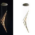 Modern Geometric Metallic Chandelier With Linear Structured Design And Suspended Lines