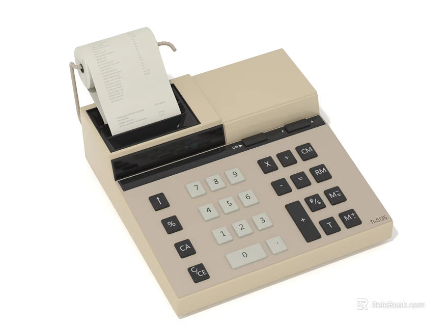Vintage Office Business Equipment With Numeric Keypad Paper Roll And Printing Function 3d model 