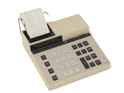 Vintage Office Business Equipment With Numeric Keypad Paper Roll And Printing Function 3d model