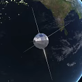 Satellite Orbiting Earth In Space With Night Lights And Continental View
