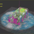 Modular Metal Building Structure With Red Stripes On Ice Surface