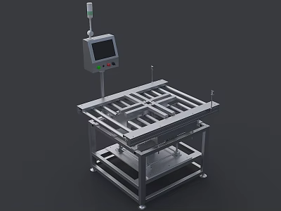Stainless Steel Industrial Conveyor System With Control Panel Digital Display And Metal Frame 3d model