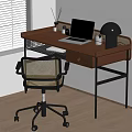 Middle style desk and chair combination 3d model