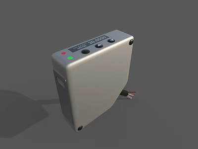 Compact Industrial Control Equipment With Red Green Lights And Connection Cable 3d model