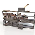 Vintage Wooden Bookshelf With Stacked Books And Drawers On Multiple Shelves