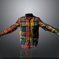 Colorful Plaid Long Sleeve Shirt With Red Yellow Blue Colors Casual Flat Lay