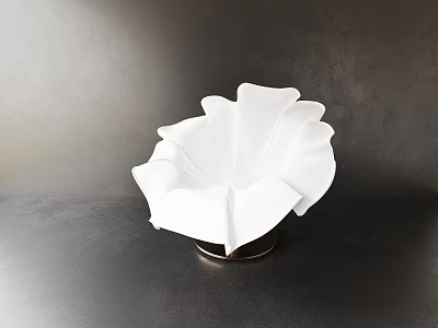 White Petal Shaped Modern Accent Chair With Dark Base And Stylish Design 3d model