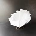 White Petal Shaped Modern Accent Chair With Dark Base And Stylish Design