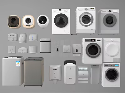 Various Types Of Washing Machines Including Front Load And Top Load Styles For Home Use 3d model