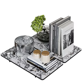 Modern Ornaments Combination Book Water Cup Vase Ice 3d model