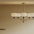 Poliform Modern Chandelier With White Shades And Metal Frame Design