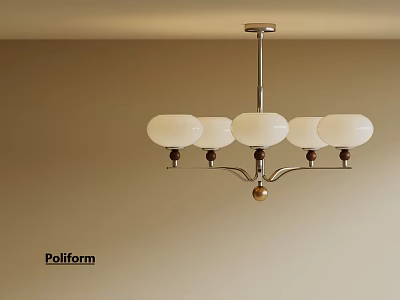 Poliform Modern Chandelier With White Shades And Metal Frame Design 3d model